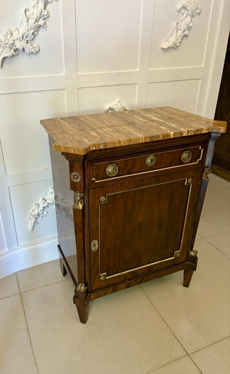 Antique 19th Century French Quality Figured Mahogany Marble Top Side Cabinet - Image 3
